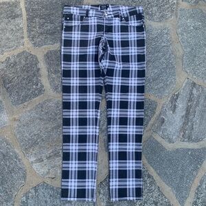 Tripp NYC Dang Goodman Black and White Plaid Tartan Skinny Pants